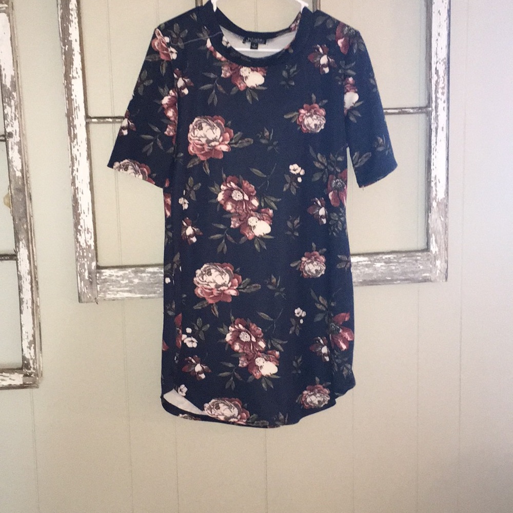 Navy blue shirt with flowers